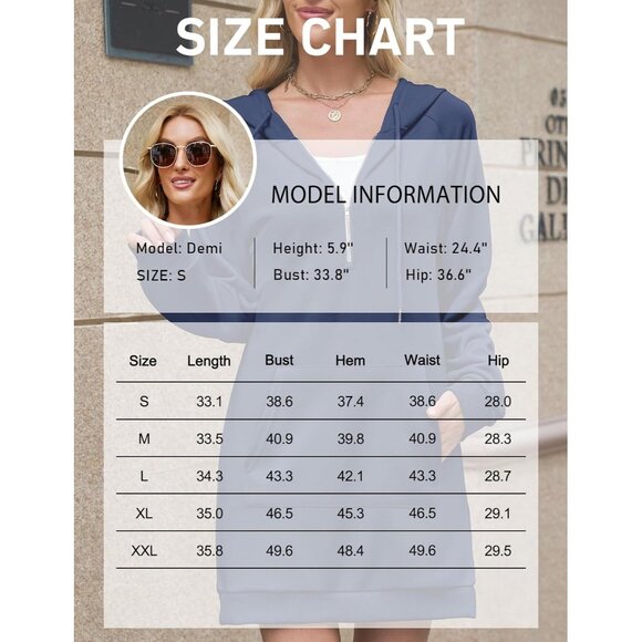 Women's Hoodie Dress Cotton Blend Long Sleeve Above Knee Casual - Picture 7 of 7